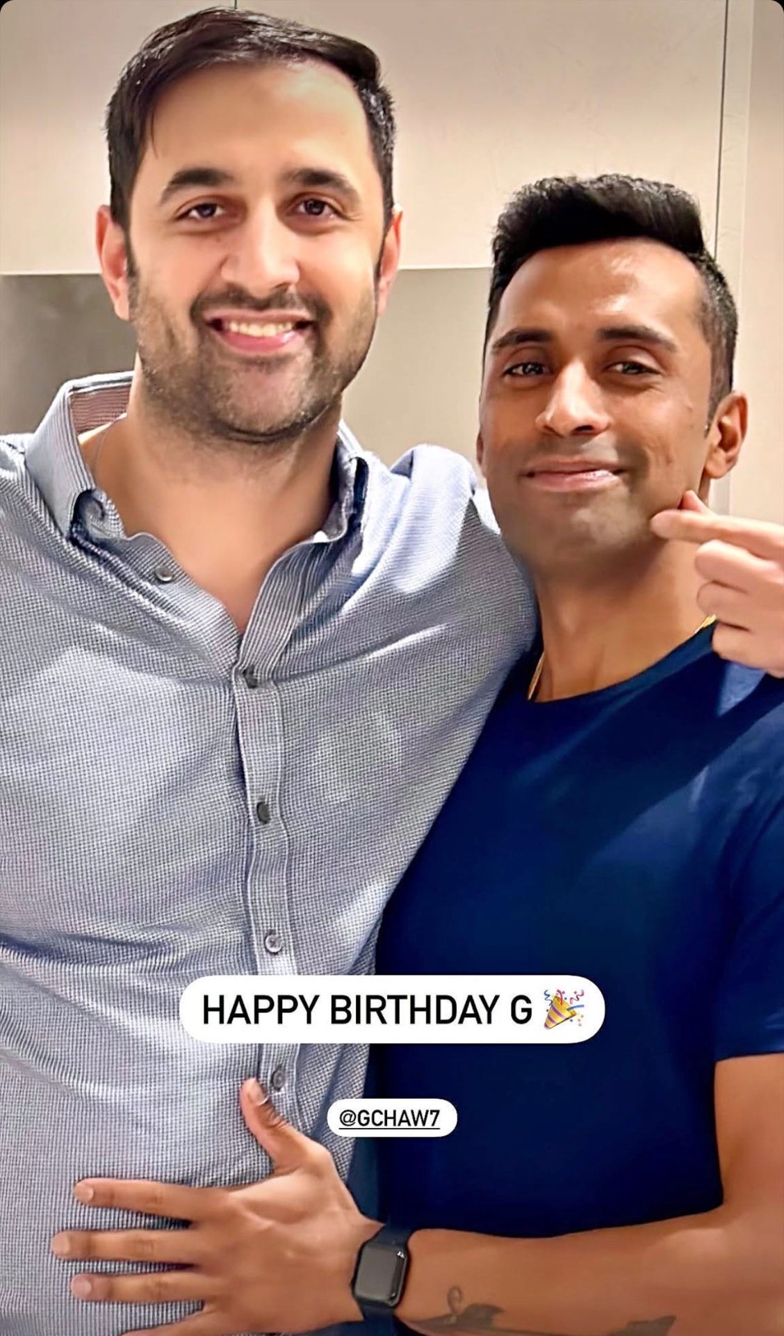 Kaivan Dave and his best friend celebrating a birthday together